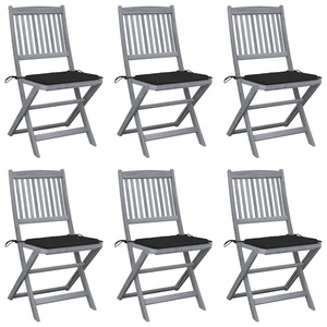 vidaXL Klappbare Gartenstühle 6 Stk. mit Sitzkissen Massivholz Akazie