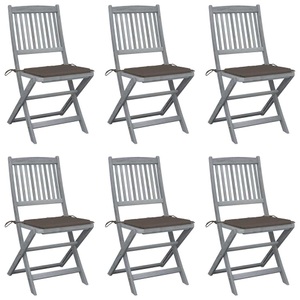 vidaXL, vidaXL Klappbare Gartenstühle 6 Stk. mit Sitzkissen Massivholz Akazie