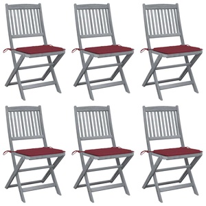 vidaXL, vidaXL Klappbare Gartenstühle 6 Stk. mit Sitzkissen Massivholz Akazie