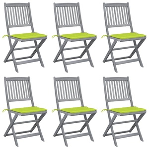 vidaXL Klappbare Gartenstühle 6 Stk. mit Sitzkissen Massivholz Akazie