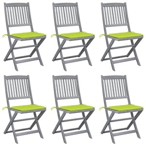 vidaXL, vidaXL Klappbare Gartenstühle 6 Stk. mit Sitzkissen Massivholz Akazie