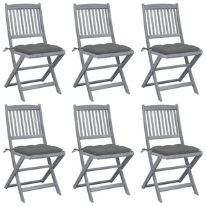 vidaXL, vidaXL Klappbare Gartenstühle 6 Stk. mit Kissen Massivholz Akazie