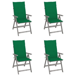 vidaXL, vidaXL Verstellbare Gartenstühle 4 Stk. mit Auflagen Massivholz Akazie, vidaXL Hochlehner Verstellbar 4 Stk. mit Auflagen Massivholz Akazie