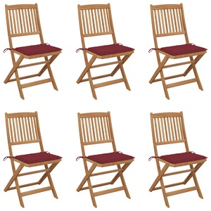 vidaXL, vidaXL Klappbare Gartenstühle 6 Stk. mit Kissen Massivholz Akazie