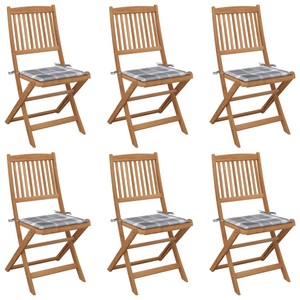 vidaXL, vidaXL Klappbare Gartenstühle 6 Stk. mit Kissen Massivholz Akazie