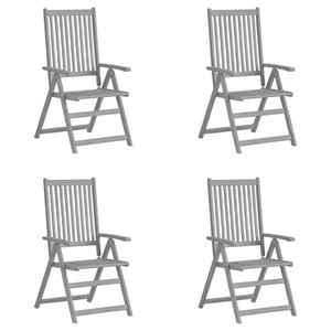 vidaXL, vidaXL Verstellbare Gartenstühle 4 Stk. Grau Massivholz Akazie, vidaXL Verstellbare Gartenstühle 4 Stk. Grau Massivholz Akazie