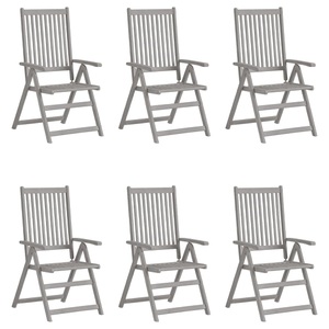 vidaXL, vidaXL Verstellbare Gartenstühle 6 Stk. Grau Massivholz Akazie, 