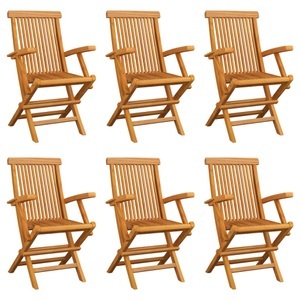 vidaXL, vidaXL Klappbare Gartenstühle 6 Stk. Massivholz Teak, vidaXL Klappbare Gartenstühle 6 Stk. Massivholz Teak
