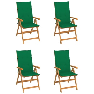 vidaXL, vidaXL Gartenstühle 4 Stk. mit Grünen Kissen Massivholz Teak