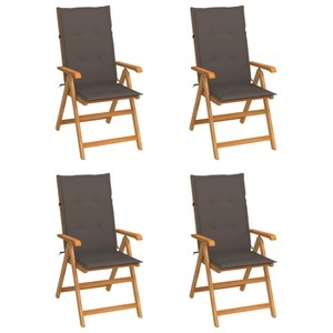 vidaXL, vidaXL Gartenstühle 4 Stk. mit Taupe Kissen Massivholz Teak, vidaXL Gartenstühle 4 Stk. mit Taupe Kissen Massivholz Teak