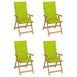 vidaXL, vidaXL Gartenstühle 4 Stk. mit Hellgrünen Kissen Massivholz Teak, vidaXL Gartenstühle 4 Stk. mit Hellgrünen Kissen Massivholz Teak