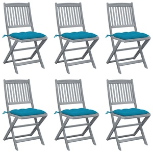 vidaXL, vidaXL Klappbare Gartenstühle 6 Stk. mit Kissen Massivholz Akazie, 