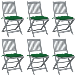 vidaXL, vidaXL Klappbare Gartenstühle 6 Stk. mit Kissen Massivholz Akazie