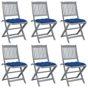 vidaXL, vidaXL Klappbare Gartenstühle 6 Stk. mit Kissen Massivholz Akazie