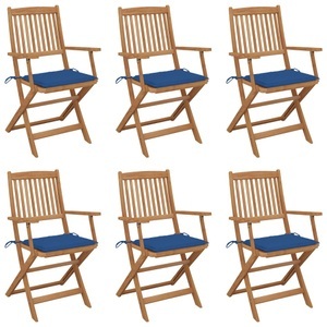 vidaXL, vidaXL Klappbare Gartenstühle 6 Stk. mit Kissen Massivholz Akazie, 