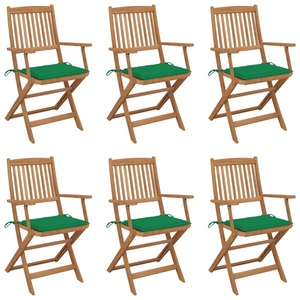 vidaXL, vidaXL Klappbare Gartenstühle 6 Stk. mit Kissen Massivholz Akazie