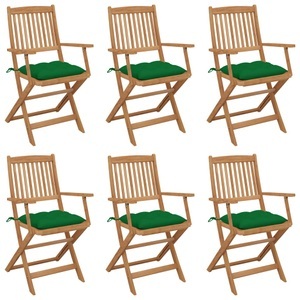 vidaXL, vidaXL Klappbare Gartenstühle 6 Stk. mit Kissen Massivholz Akazie, 