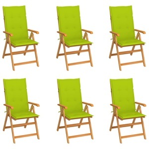vidaXL, vidaXL Gartenstühle 6 Stk. mit Hellgrünen Kissen Massivholz Teak, vidaXL Gartenstühle 6 Stk. mit Hellgrünen Kissen Massivholz Teak