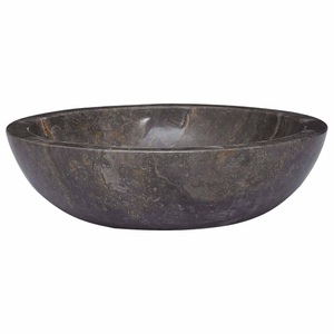 vidaXL, vidaXL Waschbecken Grau Ø40x12 cm Marmor, vidaXL Waschbecken Grau Ø40x12 cm Marmor