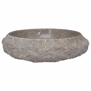 vidaXL, vidaXL Waschbecken Grau Ø40x12 cm Marmor, vidaXL Waschbecken Grau Ø40x12 cm Marmor