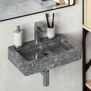 vidaXL, vidaXL Waschbecken Grau 38x24x6,5 cm Marmor, vidaXL Wandwaschbecken Grau 38x24x6,5 cm Marmor
