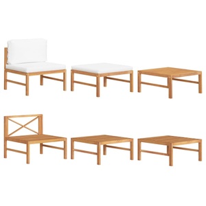 vidaXL, vidaXL 3-tlg. Garten-Lounge-Set mit Creme Kissen Teakholz
