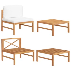 vidaXL, vidaXL 2-tlg. Garten-Lounge-Set mit Creme Kissen Teakholz