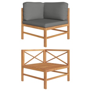 vidaXL, vidaXL Ecksofa mit Dunkelgrauen Kissen Teak Massivholz, 