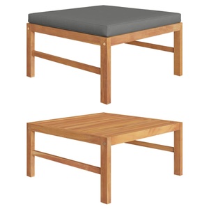 vidaXL, vidaXL Fußhocker mit Dunkelgrauer Auflage Massivholz Teak