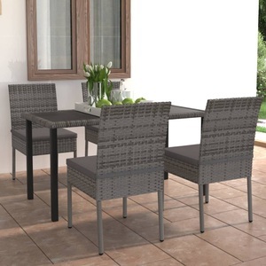 vidaXL, vidaXL 5-tlg. Garten-Essgruppe Poly Rattan Grau, vidaXL 5-tlg. Garten-Essgruppe Poly Rattan Grau