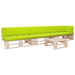 vidaXL, vidaXL 4-tlg. Paletten-Lounge-Set mit Kissen Kiefernholz Imprägniert, vidaXL 4-tlg. Paletten-Lounge-Set mit Kissen Imprägniertes Kiefernholz