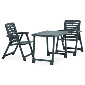vidaXL, vidaXL 3-tlg. Bistro-Set Klappbar Kunststoff Grün, vidaXL 3-tlg. Bistro-Set Klappbar Kunststoff Grün