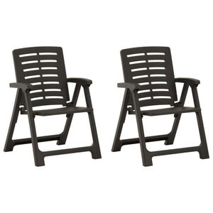 vidaXL, vidaXL Gartenstühle 2 Stk. Kunststoff Anthrazit, vidaXL Gartenstühle 2 Stk. Kunststoff Anthrazit