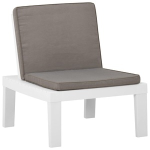 vidaXL, vidaXL Garten-Lounge-Stuhl mit Auflage Kunststoff Weiß