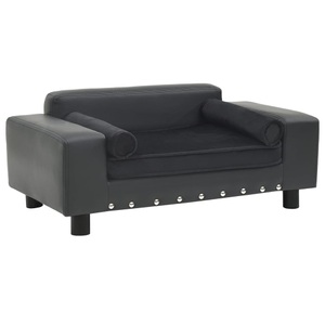 vidaXL, vidaXL Hundesofa Dunkelgrau 81x43x31 cm Plüsch und Kunstleder, vidaXL Hundesofa Dunkelgrau 81x43x31 cm Plüsch und Kunstleder