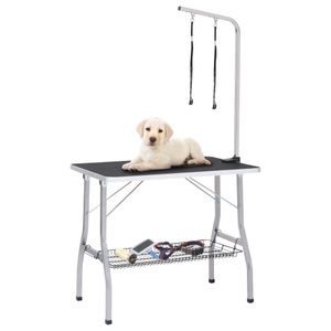 vidaXL, vidaXL Verstellbarer Trimmtisch für Hunde mit 2 Schlaufen und Korb, vidaXL Verstellbarer Trimmtisch für Hunde mit 2 Schlaufen und Korb