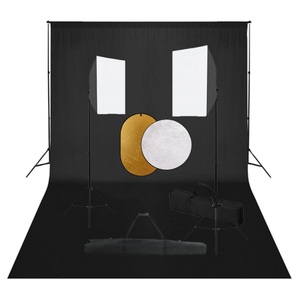 vidaXL, vidaXL Fotostudio-Set mit Softbox-Leuchten, Hintergrund und Reflektor, vidaXL Fotostudio-Set mit Softboxen, Hintergrundsystem und Reflektor