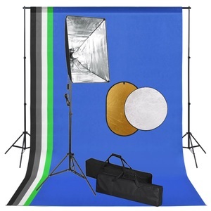 vidaXL, vidaXL Fotostudio-Set mit Softbox-Lampen, Hintergrund und Reflektor, vidaXL Fotostudio-Set mit Softbox-Lampen, Hintergrund und Reflektor