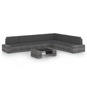 vidaXL, vidaXL 7-tlg. Garten-Lounge-Set mit Kissen Grau Poly Rattan