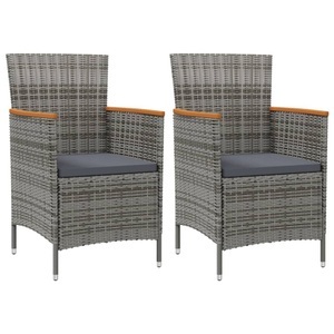 vidaXL, vidaXL Garten-Essstühle 2 Stk. Poly Rattan Grau
