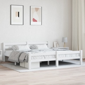 vidaXL, vidaXL Bettgestell Weiß Massivholz Kiefer 180x200 cm