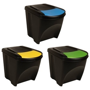 vidaXL, vidaXL Stapelbare Mülleimer 3 Stk. Anthrazit 75 L, vidaXL Stapelbare Mülleimer 3 Stk. Anthrazit 75 L