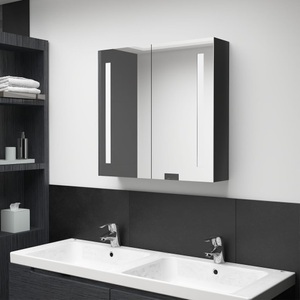 vidaXL, vidaXL LED-Bad-Spiegelschrank Glänzendes Schwarz 62x14x60 cm, 