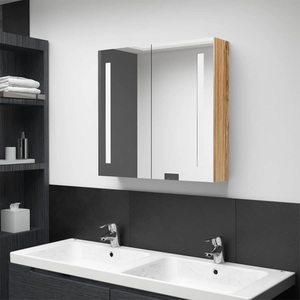 vidaXL, vidaXL LED-Bad-Spiegelschrank Eichenoptik 62x14x60 cm, 