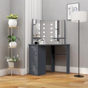 vidaXL, vidaXL Eck-Schminktisch mit LED Grau 111x54x141,5 cm
