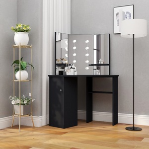 vidaXL, vidaXL Eck-Schminktisch mit LED Schwarz 111x54x141,5 cm, vidaXL Eck-Schminktisch mit LED Schwarz 111x54x141,5 cm