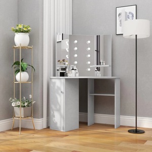 vidaXL, vidaXL Eck-Schminktisch mit LED Betongrau 111x54x141,5 cm