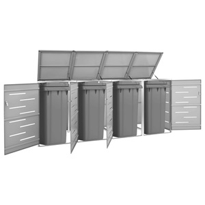 vidaXL, vidaXL Mülltonnenbox für 4 Tonnen 276,5x77,5x115,5 cm Edelstahl, vidaXL Mülltonnenbox für 4 Tonnen 276,5x77,5x112,5 cm Edelstahl