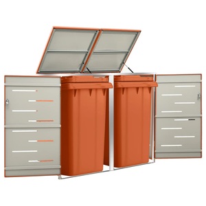 vidaXL, vidaXL Mülltonnenbox für 2 Tonnen 138x77,5x115,5 cm Edelstahl, vidaXL Mülltonnenbox für 2 Tonnen 138x77,5x112,5 cm Edelstahl