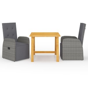 vidaXL, vidaXL 3-tlg. Garten-Essgruppe Grau, vidaXL 3-tlg. Garten-Essgruppe Grau